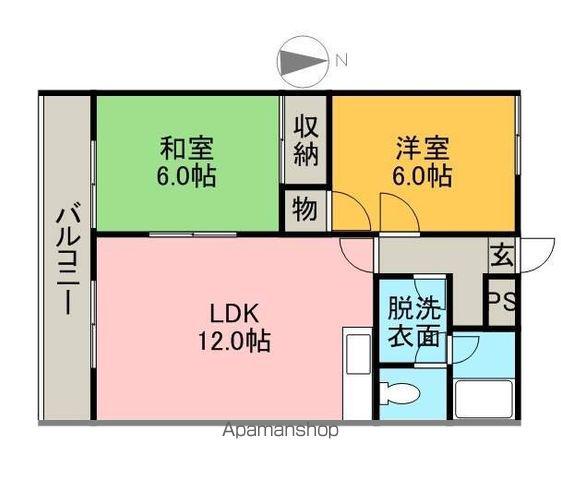 SUNーイーストーAOKI(2LDK/2階)の間取り写真