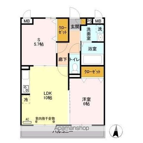 メゾンボヌール(1LDK/2階)の間取り写真