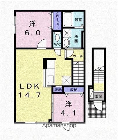 ベル・プロムナードⅡ(2LDK/2階)の間取り写真