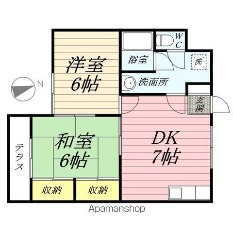 ハイツテラオ(2DK/1階)の間取り写真