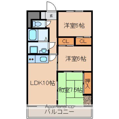 フジハイライズ(3LDK/4階)の間取り写真