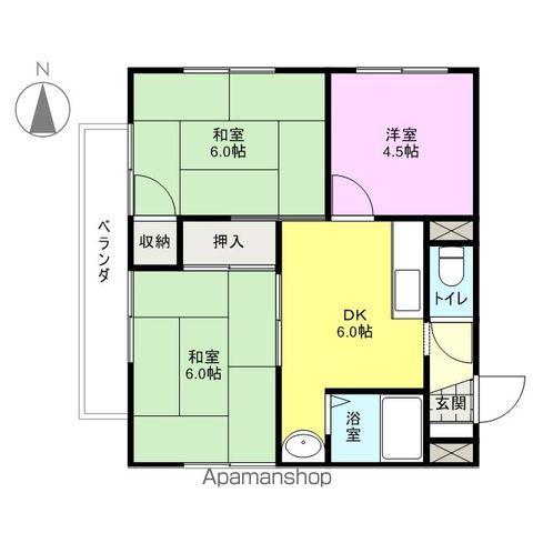 ハイツ柿の実Ⅰ(3DK/2階)の間取り写真