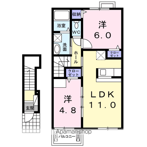 リアンジュ(2LDK/2階)の間取り写真