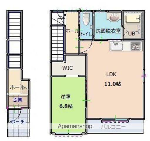 KURASUMU GINZA B棟(1LDK/2階)の間取り写真