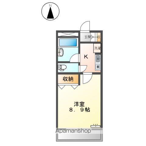 カドーラ(1K/4階)の間取り写真