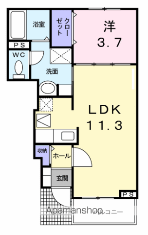 エレガンシア(1LDK/1階)の間取り写真