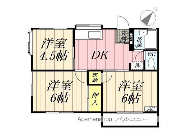 福田第1コーポ(3DK/1階)の間取り写真