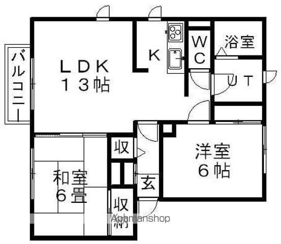 オークヒルコートA(2LDK/1階)の間取り写真