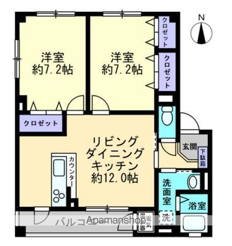 フォブールセレネⅡ(2LDK/1階)の間取り写真