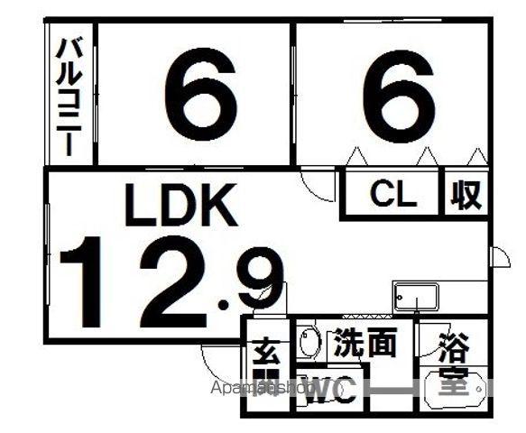 スプレンダーひびき野Ⅰ(2LDK/2階)の間取り写真