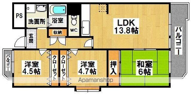 ドミール有住・光明池(3LDK/2階)の間取り写真