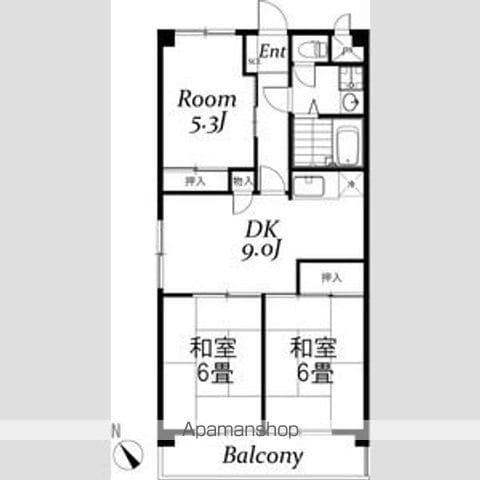 サンライズマンションB棟(3DK/2階)の間取り写真