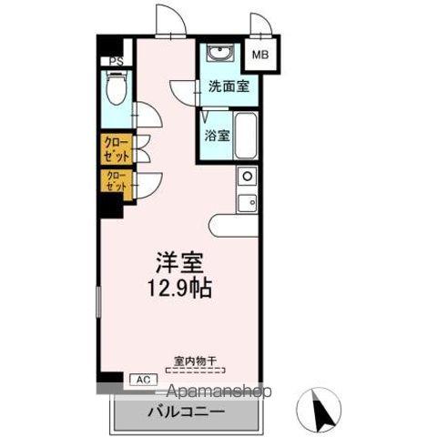 フェリオ甲府上石田(ワンルーム/2階)の間取り写真