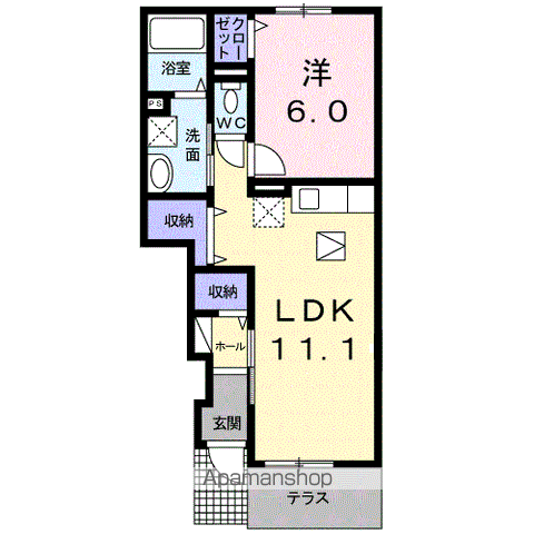 サリーチェⅥ(1LDK/1階)の間取り写真