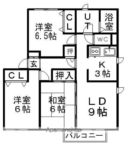 オークヒルコートE(3LDK/2階)の間取り写真