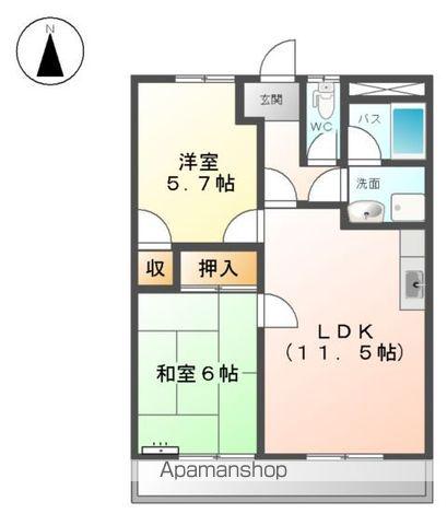 ハイツ園城(2LDK/3階)の間取り写真