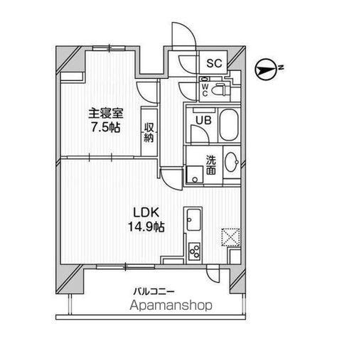 M白金台(1LDK/9階)の間取り写真