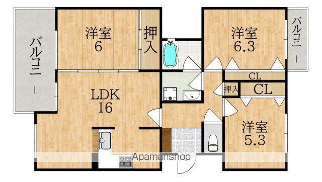 グランドメゾン学園前ガーデンヒルズ(3LDK/6階)の間取り写真