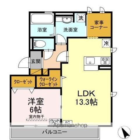 クレーストS(1LDK/3階)の間取り写真