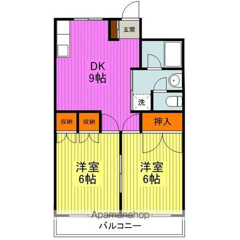 旭ビル(2DK/6階)の間取り写真