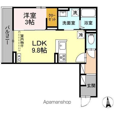 プランタン若里Ⅴ(1LDK/3階)の間取り写真