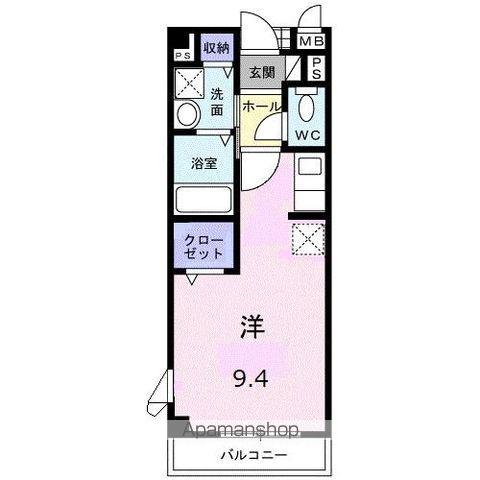 カーサ木太Ⅱ(ワンルーム/2階)の間取り写真