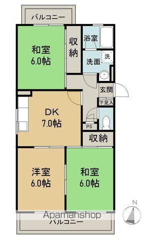 第2コーポ田中(3DK/2階)の間取り写真