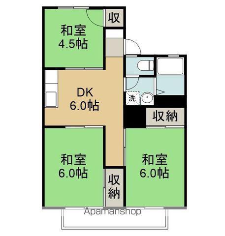 メゾンスイスB棟(3DK/1階)の間取り写真