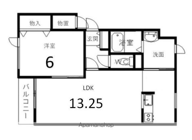 ノースフォレスト(1LDK/2階)の間取り写真