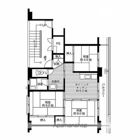 ビレッジハウスときわ1号棟(3DK/1階)の間取り写真