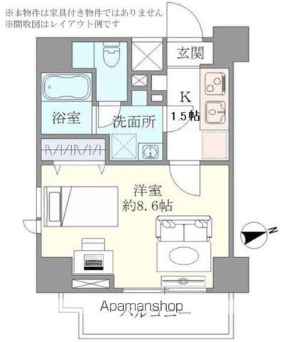マインズ・コム白金(1K/10階)の間取り写真