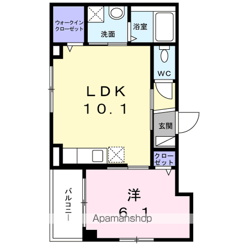 コンソラーレ石川町(1LDK/4階)の間取り写真