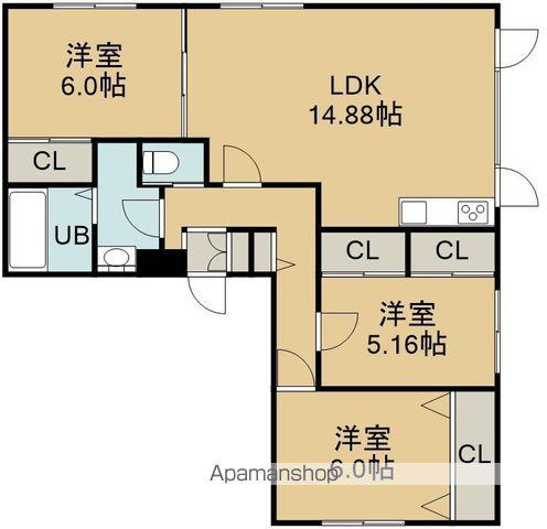 メゾン・ド・アトール函館(3LDK/1階)の間取り写真