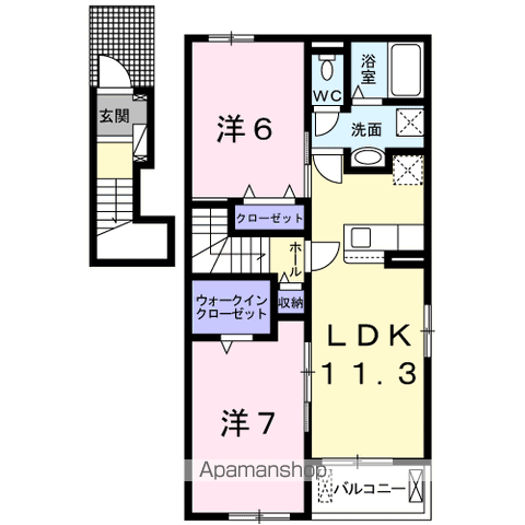 クレマシーA(2LDK/2階)の間取り写真