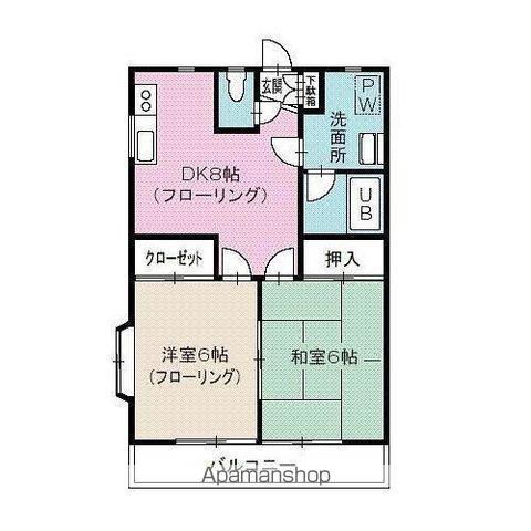 クプルⅢ(2DK/2階)の間取り写真