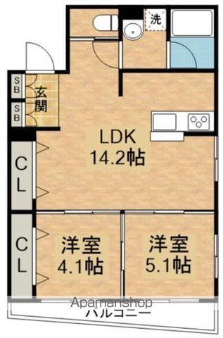 PARKSIDE RESIDENCE(2LDK/1階)の間取り写真