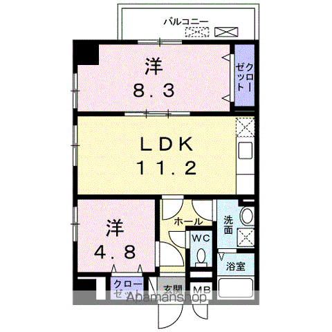 HELIOS BURG(2LDK/3階)の間取り写真