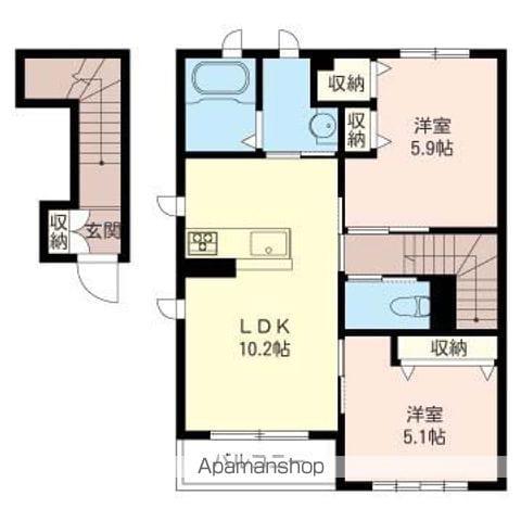 狭山台コートハウス(2LDK/2階)の間取り写真