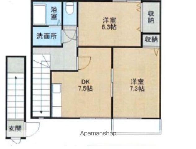 クレール有明B(2DK/2階)の間取り写真