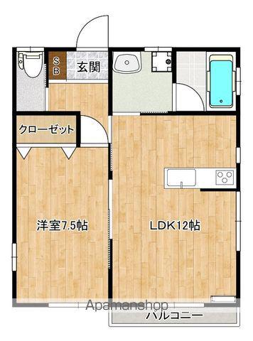 ゼフィーラⅢ(1LDK/1階)の間取り写真