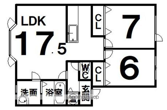 ユトリロ5(2LDK/1階)の間取り写真