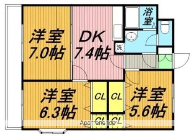 インゼルドルフ(3DK/2階)の間取り写真