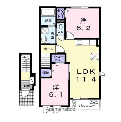 ナチュラルプラス(2LDK/2階)の間取り写真