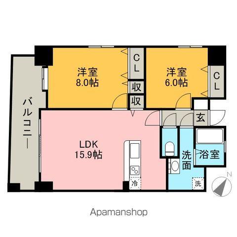 アントゥール薬院(2LDK/10階)の間取り写真