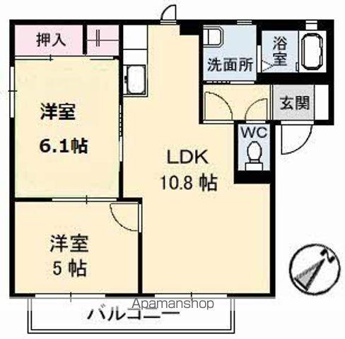 コスモタウン森岡Ⅱ A棟(2LDK/2階)の間取り写真