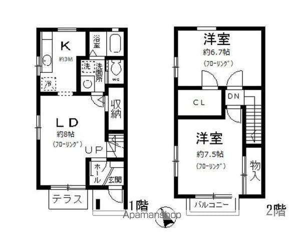 カーサグランデ鵜沼Ｂ棟(2LDK)の間取り写真