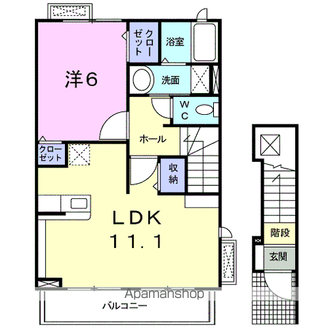 クラールⅡ(1LDK/2階)の間取り写真