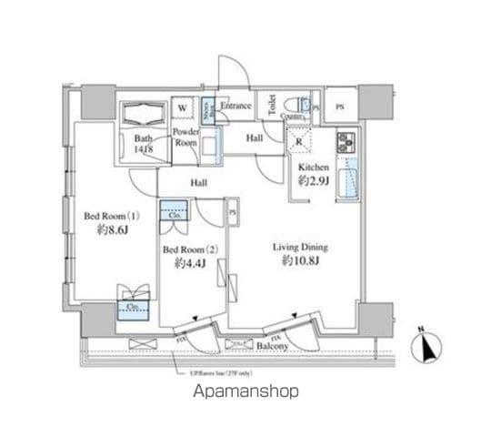 ベルファース芝浦タワー(2LDK/18階)の間取り写真