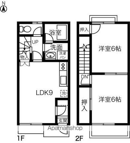 ＤＵＰＬＥＸ　国王１００Ｂ(2DK)の間取り写真