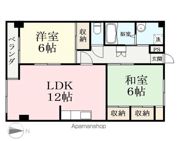 サンビレッジ円山(2LDK/4階)の間取り写真